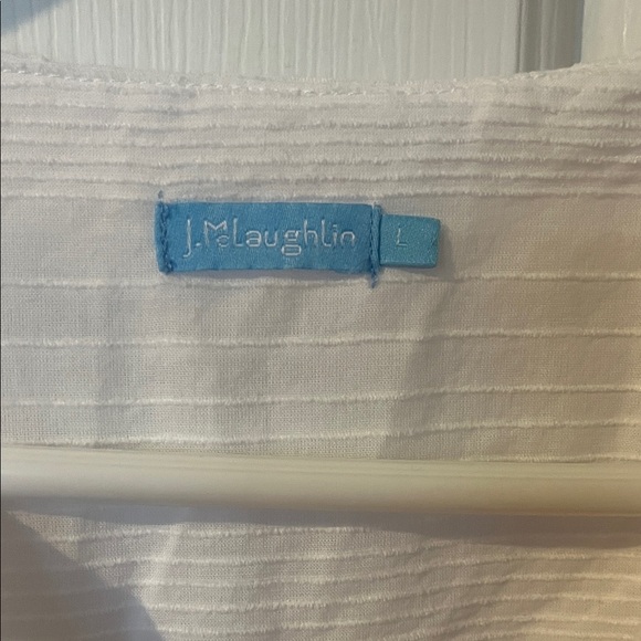 J McLaughlin White Button-Up Blouse women’s size Large - Picture 2 of 7